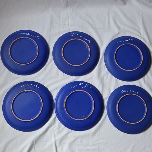 Lidia Barth Tihany 9.5 Hungary Glaze Pottery Petite Wall Plates Set of 6